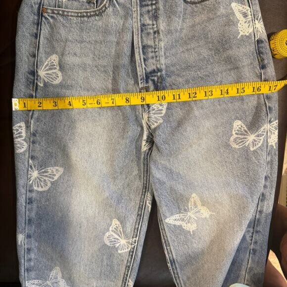 Pacsun Womens High-Rise Straight Leg Jeans Size 25 Butterfly Print Whimsigoth - Picture 10 of 13